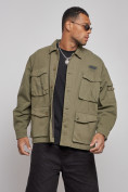 Оптом Джинсовая куртка мужская цвета хаки 12776Kh в Самаре, фото 6
