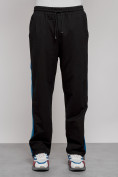 Оптом Широкие спортивные штаны трикотажные мужские черного цвета 12903Ch в Барнауле, фото 14