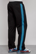 Оптом Широкие спортивные штаны трикотажные мужские черного цвета 12903Ch в Перми, фото 17