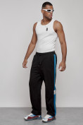 Оптом Широкие спортивные штаны трикотажные мужские черного цвета 12903Ch, фото 18