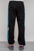 Оптом Широкие спортивные штаны трикотажные мужские черного цвета 12903Ch в Перми, фото 3