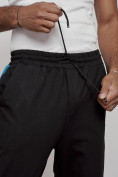 Оптом Широкие спортивные штаны трикотажные мужские черного цвета 12903Ch, фото 4