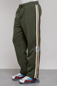 Оптом Широкие спортивные штаны трикотажные мужские цвета хаки 12903Kh в Сочи, фото 10