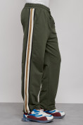 Оптом Широкие спортивные штаны трикотажные мужские цвета хаки 12903Kh в Перми, фото 11