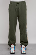 Оптом Широкие спортивные штаны трикотажные мужские цвета хаки 12903Kh, фото 13