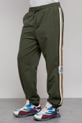 Оптом Широкие спортивные штаны трикотажные мужские цвета хаки 12903Kh, фото 14