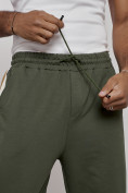 Оптом Широкие спортивные штаны трикотажные мужские цвета хаки 12903Kh, фото 17
