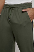 Оптом Широкие спортивные штаны трикотажные мужские цвета хаки 12903Kh, фото 18
