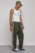 Оптом Широкие спортивные штаны трикотажные мужские цвета хаки 12903Kh, фото 22