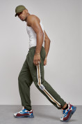 Оптом Широкие спортивные штаны трикотажные мужские цвета хаки 12903Kh в Баку, фото 6