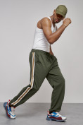 Оптом Широкие спортивные штаны трикотажные мужские цвета хаки 12903Kh в Оренбурге, фото 7