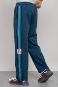 Оптом Широкие спортивные штаны трикотажные мужские синего цвета 12903S, фото 10