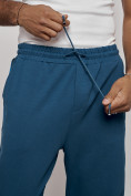 Оптом Широкие спортивные штаны трикотажные мужские синего цвета 12903S, фото 11