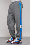 Оптом Широкие спортивные штаны трикотажные мужские серого цвета 12903Sr в Волгоградке, фото 11