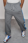 Оптом Широкие спортивные штаны трикотажные мужские серого цвета 12903Sr в Челябинске, фото 18