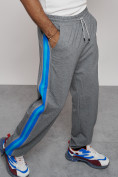 Оптом Широкие спортивные штаны трикотажные мужские серого цвета 12903Sr в Перми, фото 19