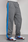 Оптом Широкие спортивные штаны трикотажные мужские серого цвета 12903Sr в Перми, фото 7