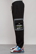 Оптом Широкие спортивные брюки трикотажные мужские черного цвета 12908Ch, фото 14