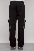 Оптом Широкие спортивные брюки трикотажные мужские черного цвета 12908Ch, фото 18