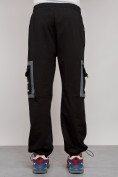 Оптом Широкие спортивные брюки трикотажные мужские черного цвета 12908Ch, фото 8