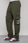 Оптом Широкие спортивные брюки трикотажные мужские цвета хаки 12908Kh, фото 12
