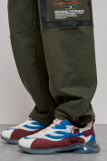 Оптом Широкие спортивные брюки трикотажные мужские цвета хаки 12908Kh в Самаре, фото 16