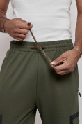 Оптом Широкие спортивные брюки трикотажные мужские цвета хаки 12908Kh в Сочи, фото 17