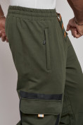 Оптом Широкие спортивные брюки трикотажные мужские цвета хаки 12908Kh в Омске, фото 18
