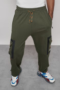 Оптом Широкие спортивные брюки трикотажные мужские цвета хаки 12908Kh, фото 19