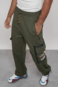 Оптом Широкие спортивные брюки трикотажные мужские цвета хаки 12908Kh в Воронеже, фото 20