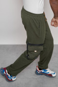 Оптом Широкие спортивные брюки трикотажные мужские цвета хаки 12908Kh, фото 21