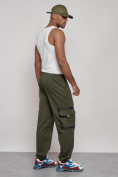 Оптом Широкие спортивные брюки трикотажные мужские цвета хаки 12908Kh в Уфе, фото 4