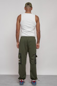 Оптом Широкие спортивные брюки трикотажные мужские цвета хаки 12908Kh в Перми, фото 6