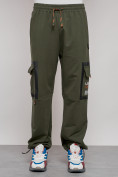 Оптом Широкие спортивные брюки трикотажные мужские цвета хаки 12908Kh в Оренбурге, фото 7