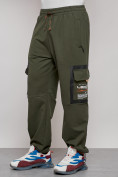 Оптом Широкие спортивные брюки трикотажные мужские цвета хаки 12908Kh, фото 9