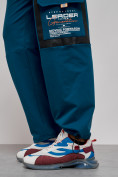 Оптом Широкие спортивные брюки трикотажные мужские синего цвета 12908S в Новосибирске, фото 15