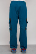 Оптом Широкие спортивные брюки трикотажные мужские синего цвета 12908S, фото 19
