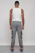 Оптом Широкие спортивные брюки трикотажные мужские серого цвета 12908Sr, фото 4