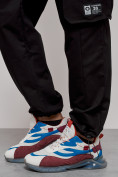 Оптом Широкие спортивные брюки трикотажные мужские черного цвета 12910Ch в Перми, фото 14