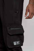Оптом Широкие спортивные брюки трикотажные мужские черного цвета 12910Ch в Сочи, фото 15