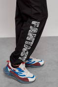 Оптом Широкие спортивные брюки трикотажные мужские черного цвета 12910Ch, фото 16