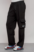 Оптом Широкие спортивные брюки трикотажные мужские черного цвета 12910Ch в Перми, фото 20