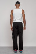Оптом Широкие спортивные брюки трикотажные мужские черного цвета 12910Ch, фото 7