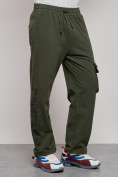 Оптом Широкие спортивные брюки трикотажные мужские цвета хаки 12910Kh, фото 10