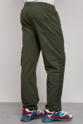 Оптом Широкие спортивные брюки трикотажные мужские цвета хаки 12910Kh, фото 11