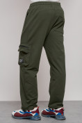 Оптом Широкие спортивные брюки трикотажные мужские цвета хаки 12910Kh в Самаре, фото 12