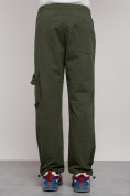 Оптом Широкие спортивные брюки трикотажные мужские цвета хаки 12910Kh в Перми, фото 13