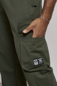Оптом Широкие спортивные брюки трикотажные мужские цвета хаки 12910Kh, фото 15