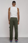 Оптом Широкие спортивные брюки трикотажные мужские цвета хаки 12910Kh в Сочи, фото 7