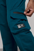Оптом Широкие спортивные брюки трикотажные мужские синего цвета 12910S, фото 15